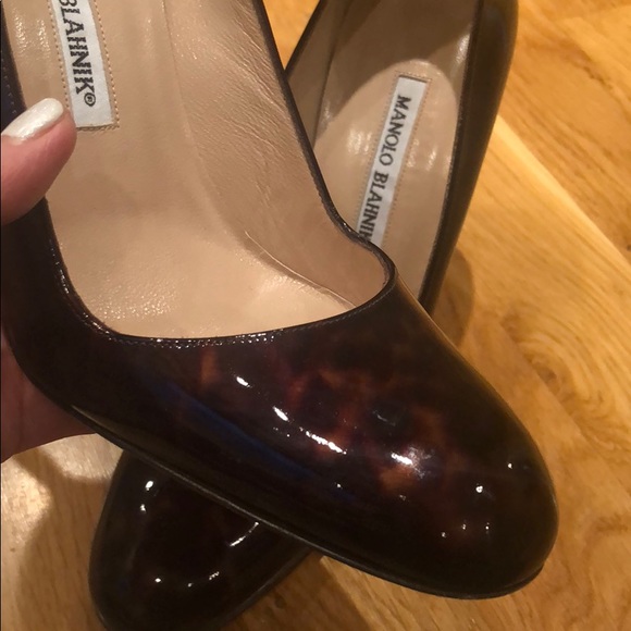 Manolo Blahnik 4” Leopard Print Patent Leather - Picture 3 of 3